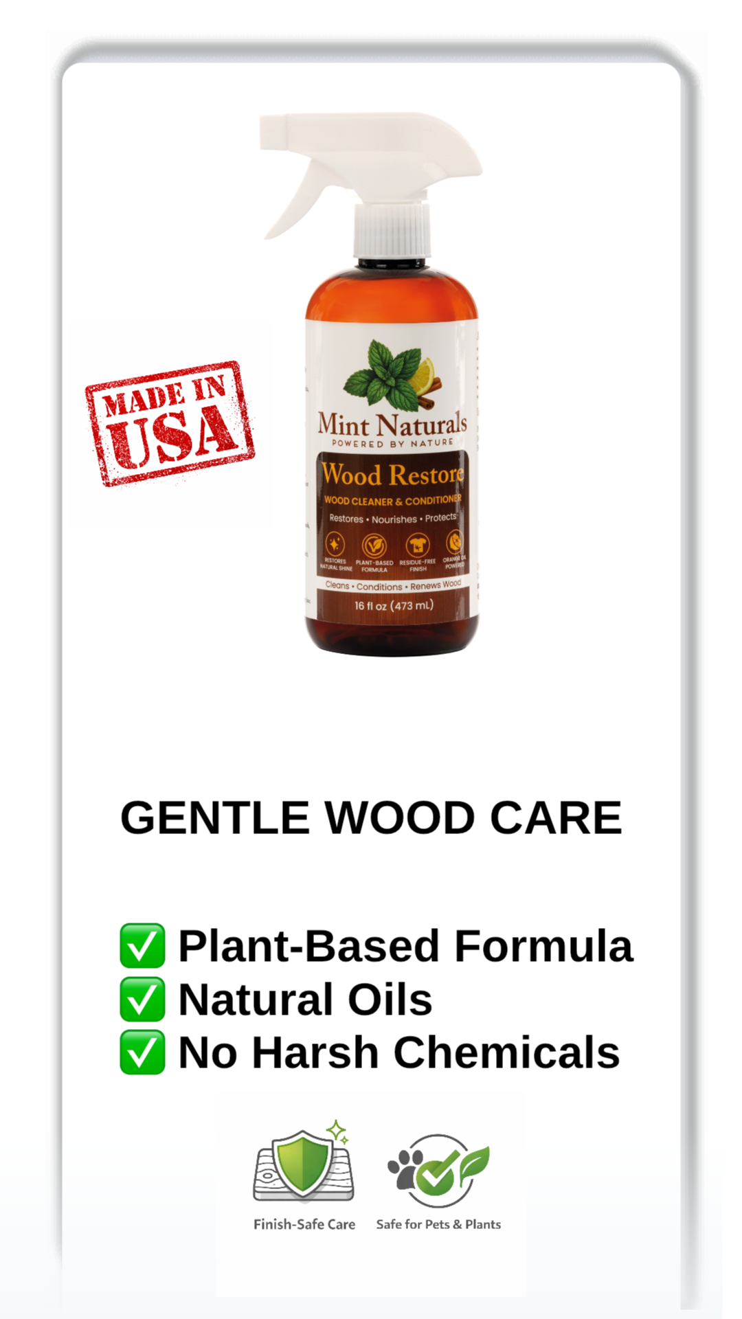 Mint Naturals – Wood Restore | Wood Cleaner & Conditioner