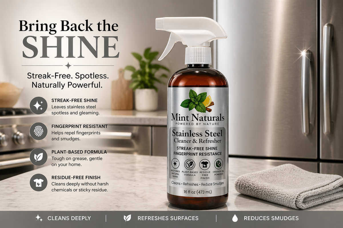 Mint Naturals – Steel Restore | Stainless Steel Cleaner & Polish